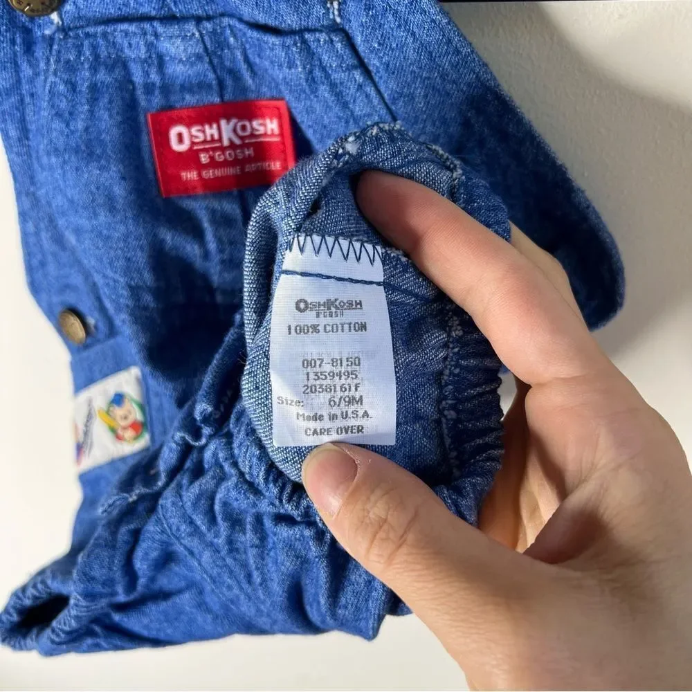 Vintage OshKosh B'gosh Classic Blue Kids Bubble Overalls Made in USA 6-9mo